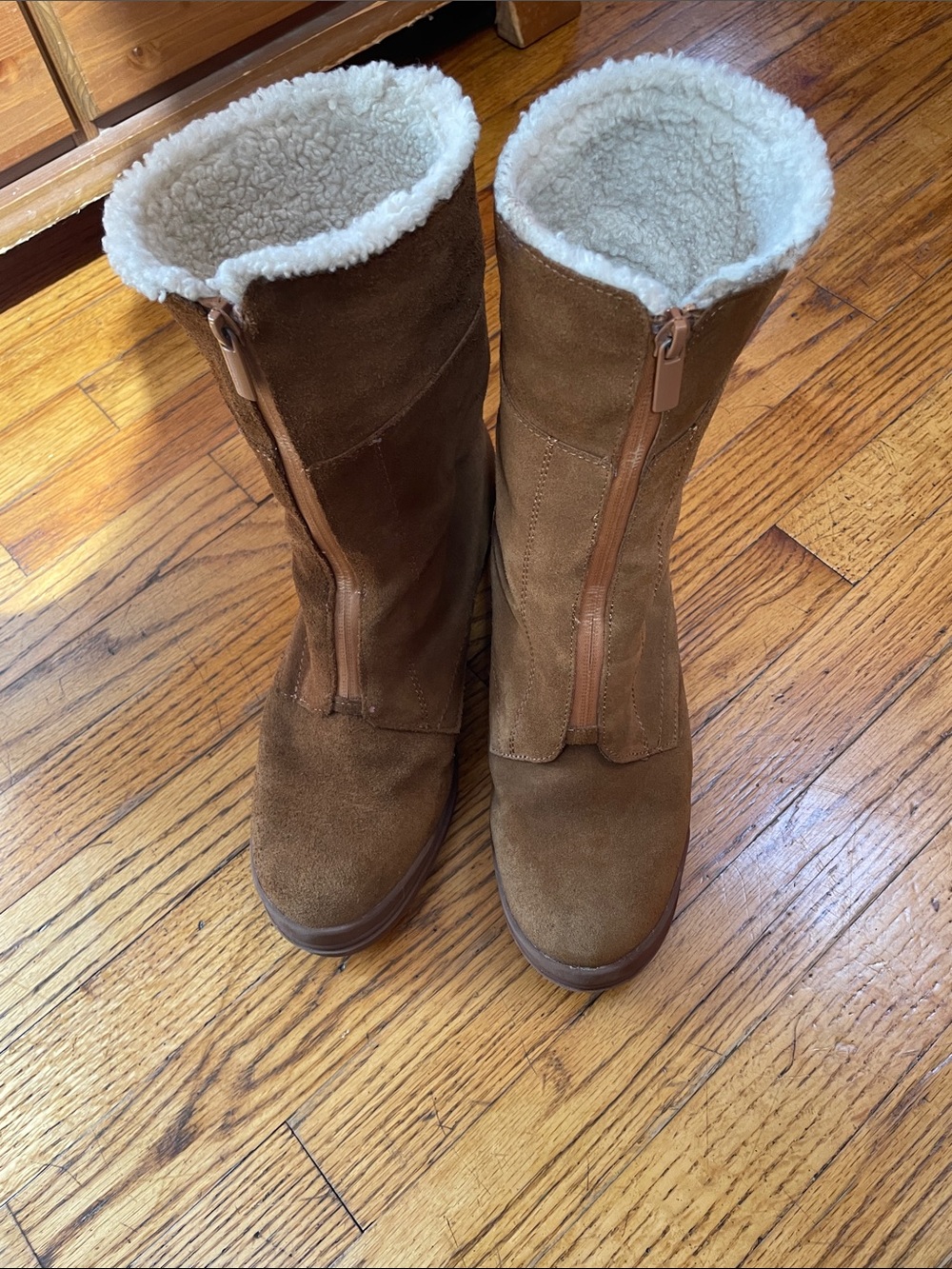 Women's Brown Suede Winter Boots with Sherpa Lining